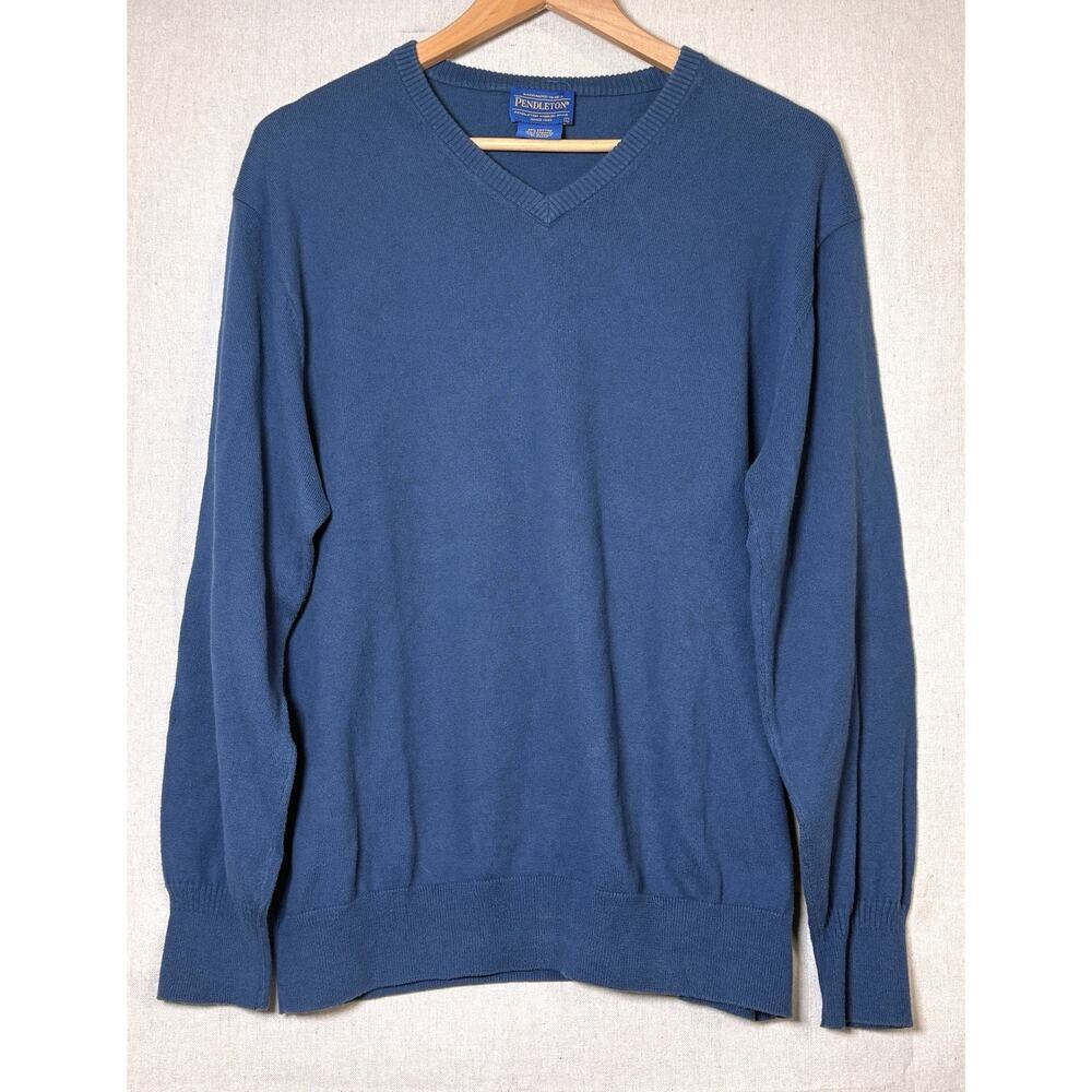 Pendleton Men's V Neck Cashmere Cotton Blend Long Sleeve‎ Pullover Sweater Sz L